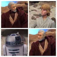 BEN: "I haven't gone by the name Obi-Wan since oh, before you were born." LUKE: "Then the droid does belong to you." Ben takes a look at Artoo.  BEN: "Don't seem to remember ever owning a droid. Very interesting..." #starwars #anhwt #starwarstoycrew #jbscrew #blackdeathcrew #starwarstoypix #starwarstoyfigs #toyshelf